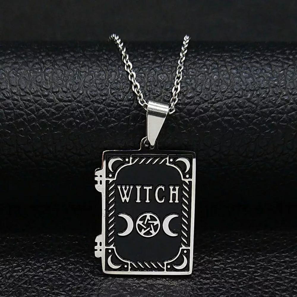 Witchcraft Book of Spells Pendant Necklace